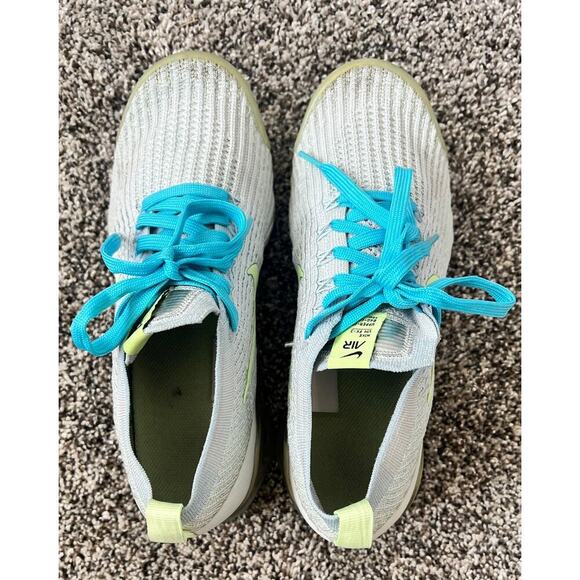 Nike Vapormax Flyknit 3 Pure Platinum Baltic Blue women's size 9 - Picture 3 of 7